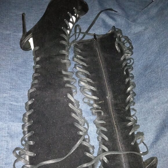 "  LACE IT UP GLADIATOR VIBE "  BOOTS Women – Black - Picture 1 of 4